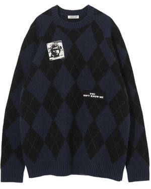 Undercover Argyle-Patterned Jumper - Blue