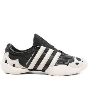 Y-3 Regu 2002 Flame-Detail Leather Slip-On Sneakers - Black