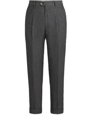 Brunello Cucinelli Pleat Délavé Linen Pants - Gray