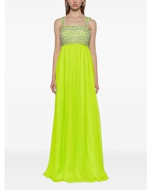 Dina Melwani Robe Longue À Ornements En Cristal - Vert