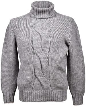 Brunello Cucinelli Pull En Maille Torsadée À Col Roulé - Gris