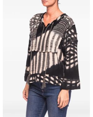One Teaspoon Santorini Tie-Dye Embroidered Blouse - Black