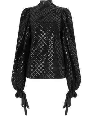 Genny Sequin-Embellished Top - Black