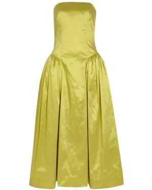 Simone Rocha Strapless Pleated Midi Dress - Yellow