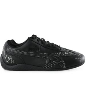 PUMA Speedcat Embellished Logo-Embroidered Sneakers - Black