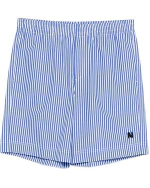 MSGM Shorts A Righe Con Applicazione - Blu