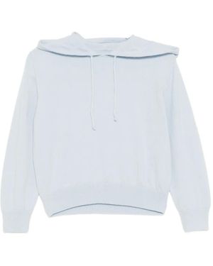 Teddy Cashmere Hoodie Mit Logo-Stickerei - Weiß