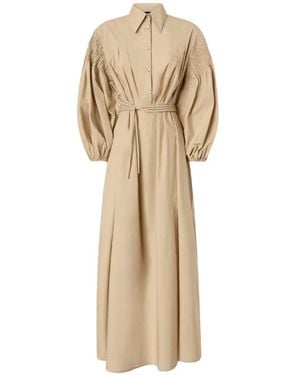 Pinko Robe Longue À Manches Bouffantes - Natural
