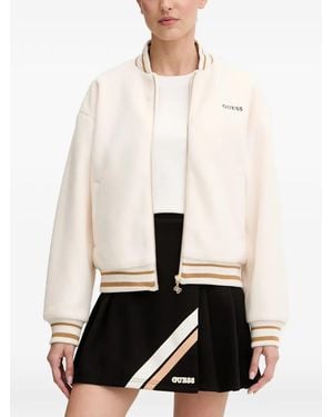 Guess Logo-Embroidered Bomber Jacket - White