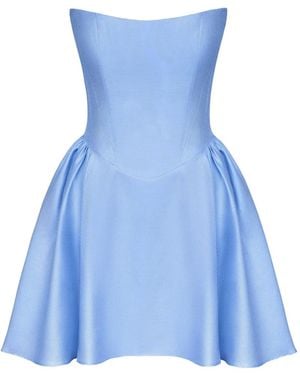 POST MERIDIEM Abito Corto Tuck Con Corsetto - Blu