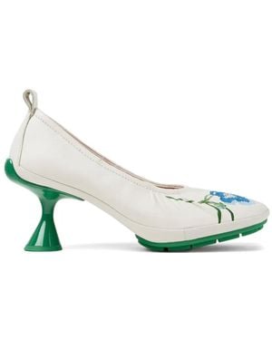 Camper Twins Pumps Met Geborduurde Bloemen - Wit