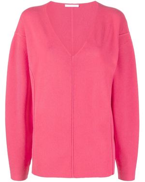 Helmut Lang V-Neck Puff-Sleeve Jumper - Pink
