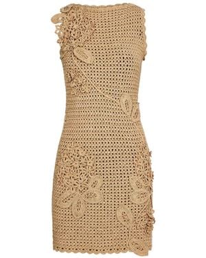 Oscar de la Renta Flower-Motif Mini Dress - Natural