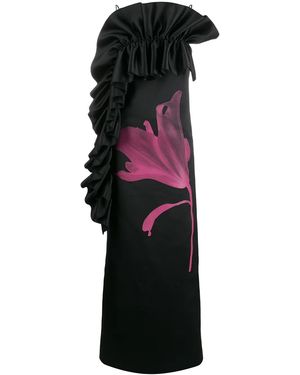 Christopher Kane Ruffle Trim Evening Dress - Black
