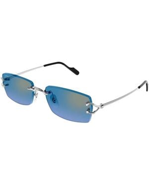 Cartier Rimless Round-Frame Sunglasses - Blue