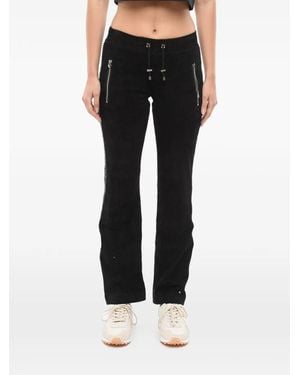 Philipp Plein Crystal-Embellished Suede Pants - Black
