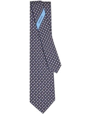 Ferragamo Cravatta Con Stampa Swan - Blu