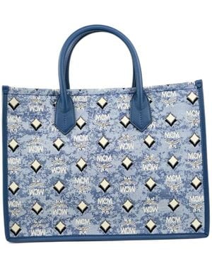 MCM Aren Munchen Denim Tote Bag - Blue