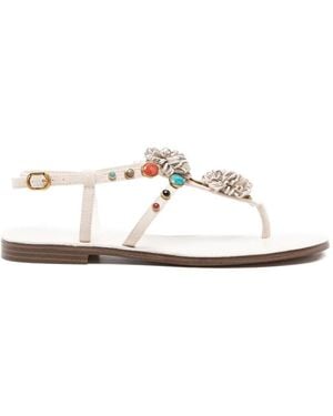 Twinset Flower-Embellished Sandals - White