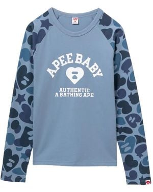 AAPE BY A BATHING AP Camouflage-Print T-Shirt - Blue