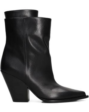 Elena Iachi Pointed-Toe Leather Boots - Black