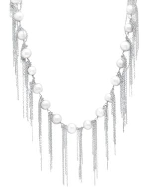 Samira 13 Embellished Fringed Necklace - White