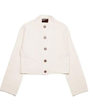 Enfants Riches Deprimes Cable-Knit Cropped Cardigan - White