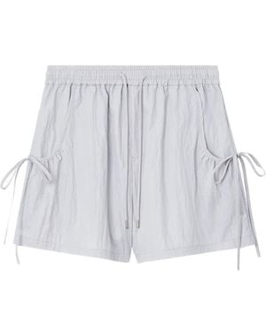 B+ AB Drawstring-Waist Side-Tie Mini Shorts - White