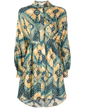 Ulla Johnson Jude Diamond-Print Shirt Dress - Blue