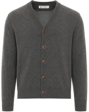Brunello Cucinelli V-Neck Cardigan - Grey