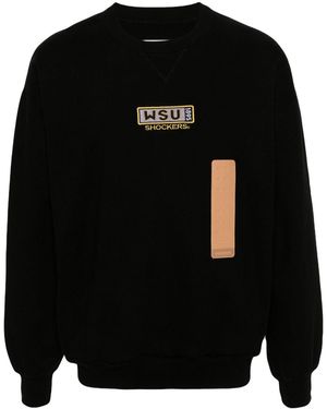 4SDESIGNS Logo-Appliqué Cotton Sweatshirt - Black