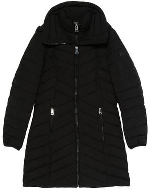 DKNY Zip-Up Quilted Parka Coat - Black