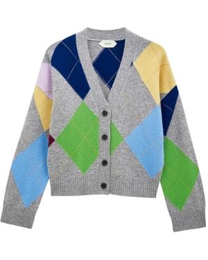 Pringle of Scotland Argyle-Pattern Buttoned Cardigan - Blue