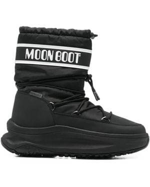 Moon Boot Logo-Print Lace-Up Boots - Black