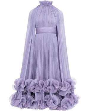 Ana Radu Pleated Cape Dress - Purple
