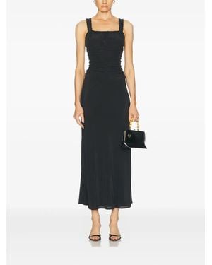 STAUD Square-Neck Silk Maxi Dress - Black