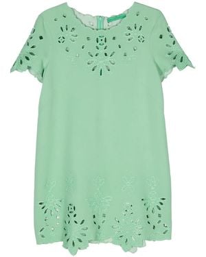Ermanno Scervino Embroidered Cut-Out Mini Dress - Green