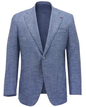 Isaia Textured Patch-Pocket Blazer - Blue