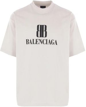 Balenciaga Bb-Logo Cotton T-Shirt - White
