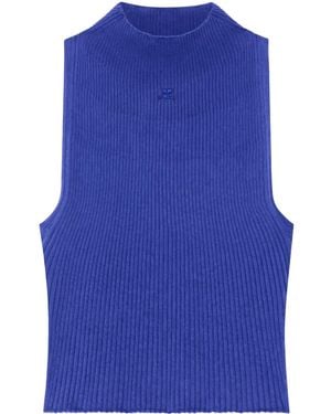 Courreges Mock-Neck Tank Top - Blue
