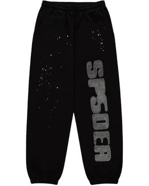 Sp5der Rhinestone-Embellished Track Pants - Black