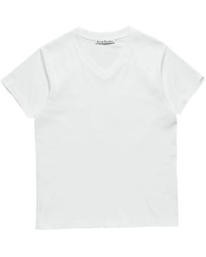 Acne Studios Satin Label V-Neck T-Shirt - White