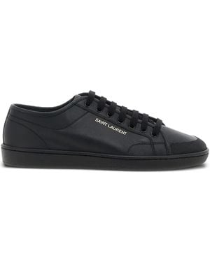 Saint Laurent Logo-Detail Leather Trainers - Black