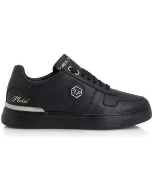 Philipp Plein T-Rex 01 Logo-Plaque Leather Sneakers - Black