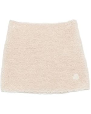 Moncler Fleece Logo-Patch Mini Skirt - Natural