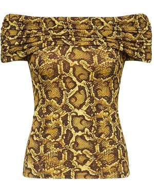Marine Serre Haut Drapé À Imprimé Peau De Python - Yellow