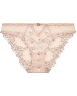 Aubade Velvet Memories Embroidered Briefs - Pink