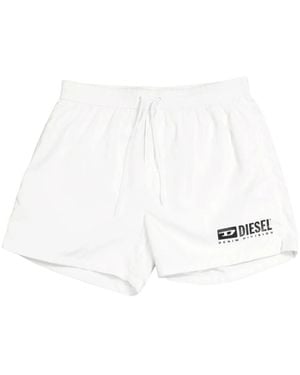 DIESEL Logo-Print Swim Shorts - White