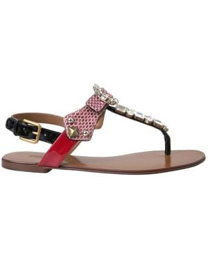 Dolce & Gabbana Crystal Sandals Flip Flops Shoes - Brown
