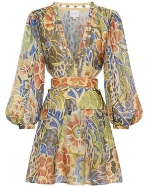 Ixiah Casablanca Floral-Print Mini Dress - Natural